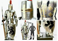 Medieval Knight Suit Of Full Body Armor Stainless Steel Templar Combat Armor