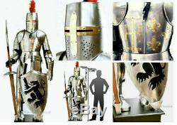 Medieval Knight Suit Of Full Body Armour Stainless Steel Templar Combat gift