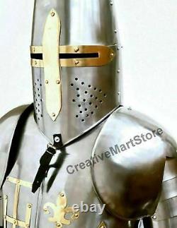 Medieval Knight Suit Of Templar Armor Combat Larp Steel Armor Suit Wearable