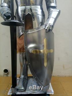 Medieval Knight Suit Of Templar Armor With Pam And Shield