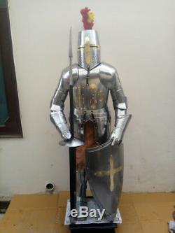 Medieval Knight Suit Of Templar Armor With Pam And Shield