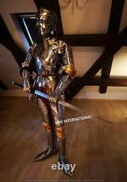 Medieval Knight Suit, Steel Templar Knight Suit of Armour, Wearable Costume