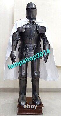 Medieval Knight Suit Wearable Black Crusader Full Body Armor Costume