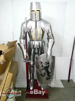 Medieval Knight Suit of Armor 15th Century Combat Full Body Armour shield AS05