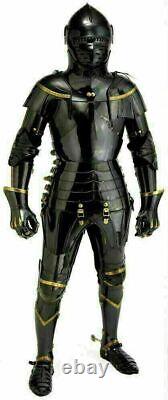 Medieval Knight Suit of Armor Combat Full Body Armor Black Knight hellowen