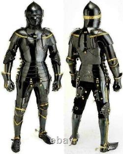 Medieval Knight Suit of Armor Combat Full Body Armor Black Knight hellowen
