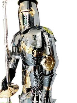 Medieval Knight Suit of Armor & Shields Combat Full Body Armour Suit Halloween