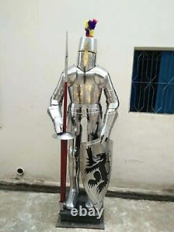 Medieval Knight Suit of Armor Steel Full Body Armour Suit With Free Wooden Base