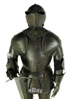 Medieval Knight Suit of Armour Full Size Black Aged Antiqued Finish full body