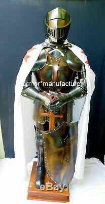 Medieval Knight Suit of Templar Armor With Sword Combat Full Body Armour Stand
