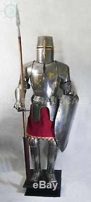 Medieval Knight Suit of Templar Armor WithSword Combat Full Body Armour Stand