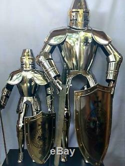 Medieval Knight Templar Armor Suit with Sword Shield 1small 1big 6 Feet Vintage