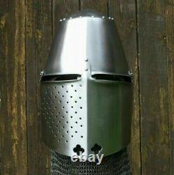 Medieval Knight Templar Helmet Crusader Combat Larp Wearable Armor suit TR46