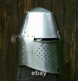 Medieval Knight Templar Helmet Crusader Combat Larp Wearable Armor suit TR46