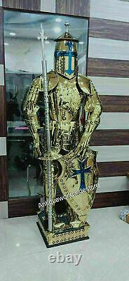 Medieval Knight Wearable Steel Suit of Armor Shields Combat Full Body Halloween