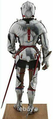Medieval Knight Wearable Suit Of Armor Crusader Combat Full Body Armour (Silver)