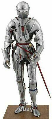 Medieval Knight Wearable Suit Of Armor Crusader Combat Full Body Armour (Silver)
