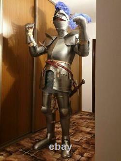 Medieval Knight Wearable Suit Of Armor Crusader Full Body Armour Helmet Plume