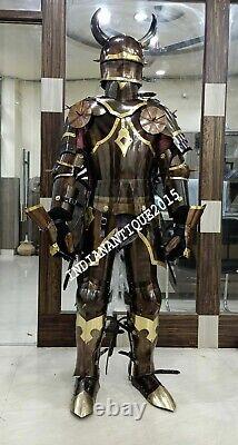 Medieval Knight Wearable Suit Of Armor Crusader Full Body Armour With Horn T3