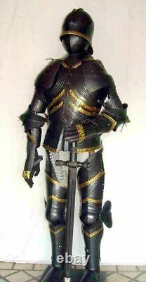 Medieval Knight Wearable Suit Of Armor Crusader Gothic Full Body Black Armour