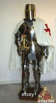 Medieval Knight Wearable Suit engraved Combat Full Body Steel Armour Christmas
