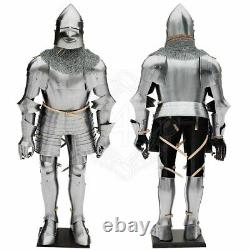 Medieval Knight's Armor Suit 14th Century Gothic Warrior Armor Suit With Base