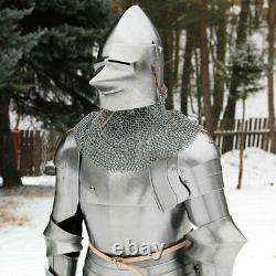 Medieval Knight's Armor Suit 14th Century Gothic Warrior Armor Suit With Base