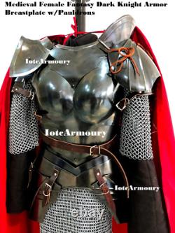 Medieval Lady Plate Armor Suit Female Fantasy Dark Knight Armor Cuiasss Costume