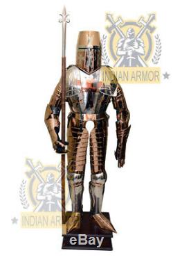 Medieval Reenactment Crusader knight Suit of Armor Wearable SCA Medieval Costum