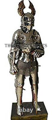 Medieval Reenactment Knight Full Suit of Armor with Chainmail Halloween Costume