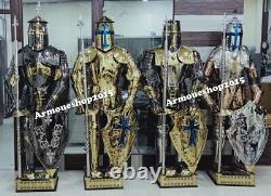 Medieval Set Of 4 Stainless Steel Knight Suit Of Armor Templar Full Body Armor
