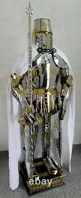 Medieval Stainless Steel Rust Free Royal Full Body Knight Armor Suit With Silver