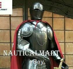 Medieval Steel Black Wearable Knight Crusader Full Suit of Armour Costume Shield