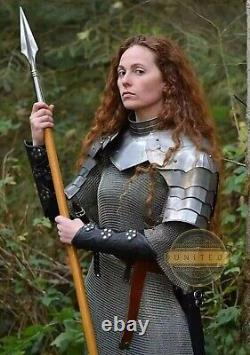 Medieval Steel Female Knight Costume, Brave Lady Armor Suit, Ladies Half Armor