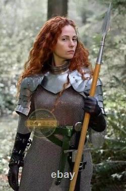 Medieval Steel Female Knight Costume, Brave Lady Armor Suit, Ladies Half Armor