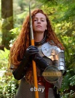 Medieval Steel Female Knight Costume, Brave Lady Armor Suit, Ladies Half Armor