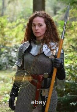 Medieval Steel Female Knight Costume, Brave Lady Armor Suit, Ladies Half Armor