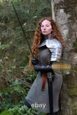 Medieval Steel Female Knight Costume, Brave Lady Armor Suit, Ladies Half Armor