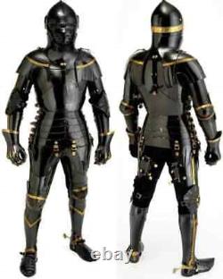 Medieval Suit Full Steel Templar Knight Suit of Armour Wearable Black Costume