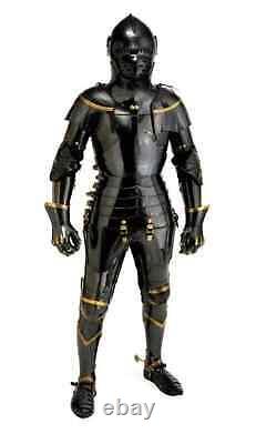 Medieval Suit Full Steel Templar Knight Suit of Armour Wearable Black Costume