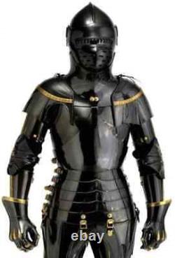 Medieval Suit Full Steel Templar Knight Suit of Armour Wearable Black Costume