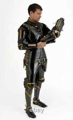 Medieval Suit Full Steel Templar Knight Suit of Armour Wearable Black Costume