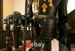 Medieval Templar Knight Armor Suit Full Body Black Finish Combat Medieval Armor