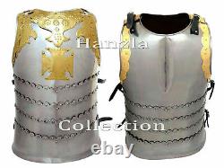 Medieval Templar Steel Suit of Knight Armor Brass Chest Plate Jacket Reenactment