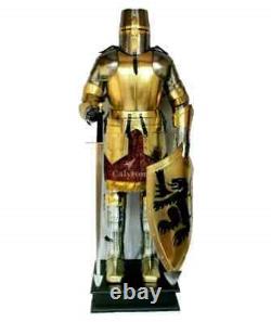 Medieval Wearable Brass Knight Suit Of Armor Crusader Gothic Full Body Armor