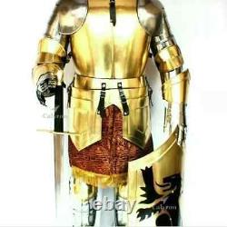 Medieval Wearable Brass Knight Suit Of Armor Crusader Gothic Full Body Armor