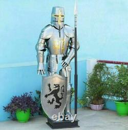 Medieval Wearable Halloween Day Templar Suit Of Armour Knight Shield Sword Base