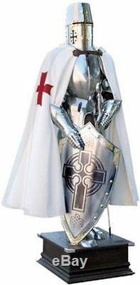 Medieval Wearable Knight Crusader Full Suit Of Armor With White Costume