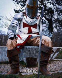 Medieval knight suit Crusader Armor LARP Reenactment Cosplay Costume