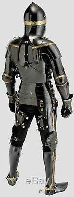 Medieval knight suit of armor combat full body armour SCA LARP full black armor